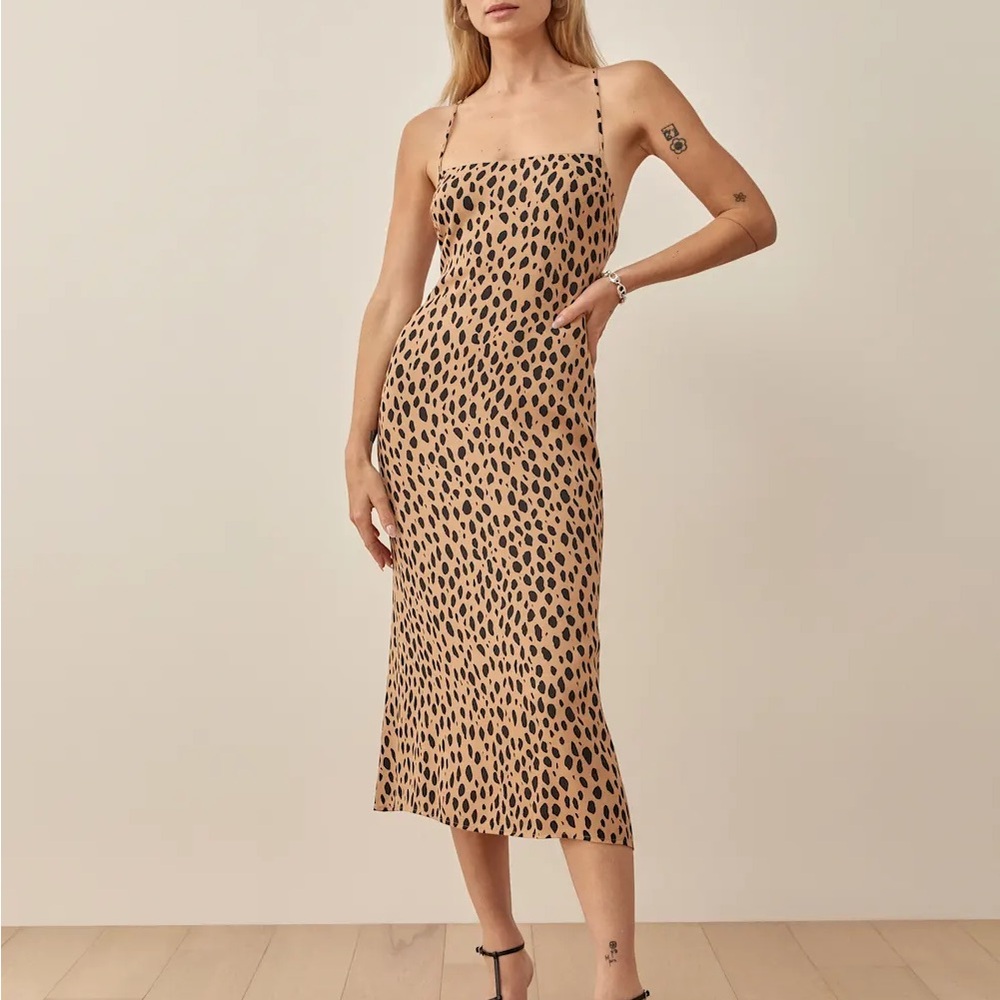Reformation Brown Tan Bustier Midi Dress